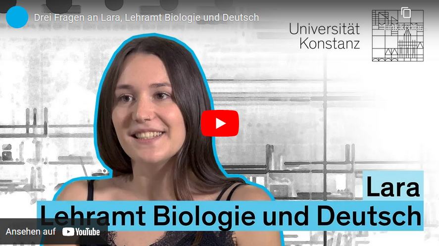 Videovorschau einer Studentin, die über ihr Lehramt-Studium in Biologie und Deutsch berichtet.